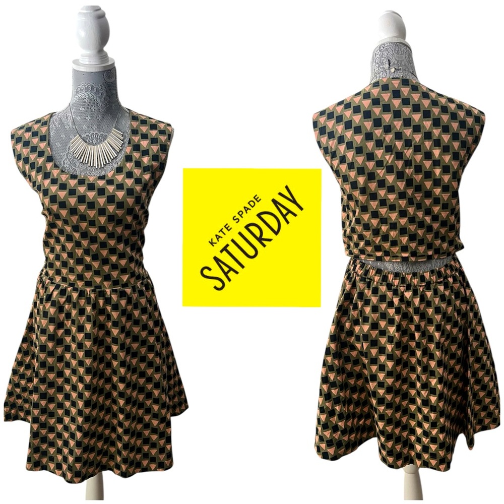 Kate Spade Saturday Geometric Patterned Sleeveless Dress multicolored Large